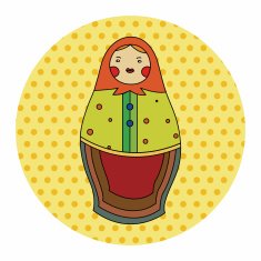 Matryoshka Russian traditional wooden doll vector pattern ele N30