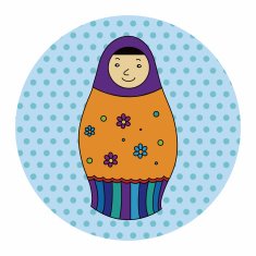 Matryoshka Russian traditional wooden doll vector pattern ele N34