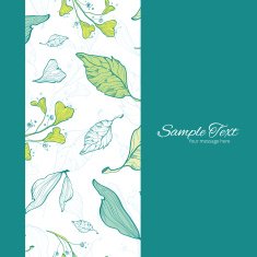 Vector Lineart Spring Leaves Vertical Frame Seamless Pattern Background