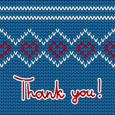 thank you card with hearts knit background