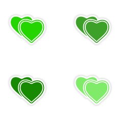 assembly realistic sticker design on paper hearts love N3
