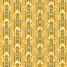 Gold striped seamless pattern with cornflowers