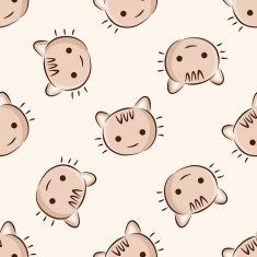 Animal cat icon 10 seamless pattern