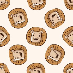 Animal lion icon 10 seamless pattern