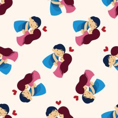 Valentine's day theme love couple seamless pattern N3