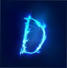 Alphabet made of blue electric lighting thunder storm effect ABC N3