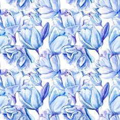 Blue Watercolor Tulip Pattern