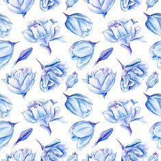 Blue Watercolor Tulip Pattern N2