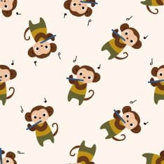 musical animal monkey icon 10 seamless pattern