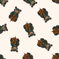 musical animal bear icon 10 seamless pattern