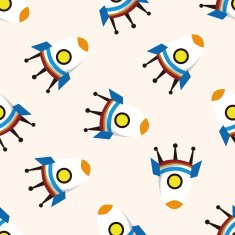 Spaceship icon 10 seamless pattern N2