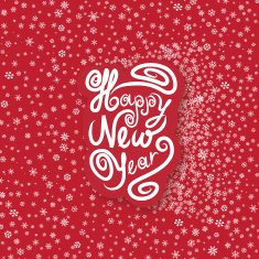 Happy New Year greeting card over snow seamless pattern