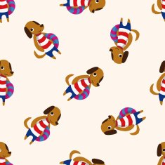summer animal dog icon 10 seamless pattern