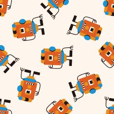 bizarre robot icon 10 seamless pattern N5