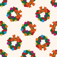 Christmas wreath icon 10 seamless pattern N2