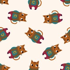 winter animal cat icon 10 seamless pattern