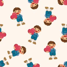 people with heart character seamless pattern N7