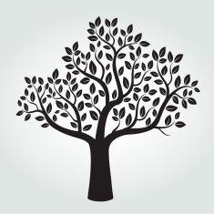 Black vector tree with leafs