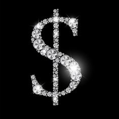 Abstract Luxury Black Diamond Dollar Sign Vector Illustration