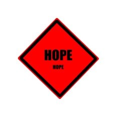 Hope black stamp text on red background