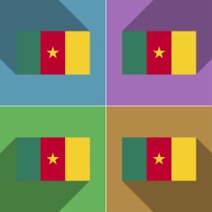 Flags cameroon Set of colors flat design and long shadows