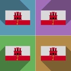 Flags Gibraltar Set of colors flat design and long shadows