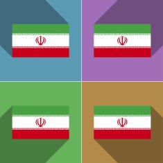 Flags Iran Set of colors flat design and long shadows