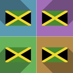 Flags Jamaica Set of colors flat design and long shadows