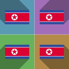 Flags Korea North Set of colors flat design