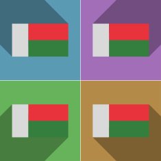 Flags Madagascar Set of colors flat design and long shadows N2