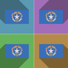 Flags Marianna Islands Set of colors flat design