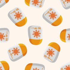 beach equipment sunscreen seamless pattern