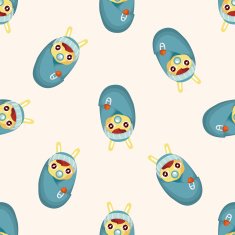 rabbit cartoon seamless pattern N6