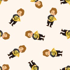 character musician french trumpter seamless pattern