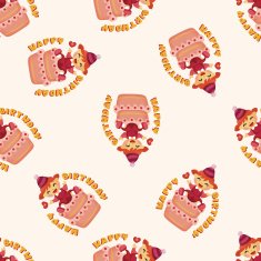 birthday decorating cake seamless pattern