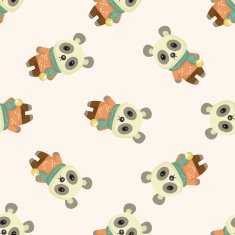 animal panda winter cartoon seamless pattern