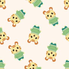 animal tiger winter cartoon seamless pattern