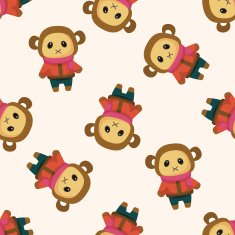 animal monkey winter cartoon seamless pattern