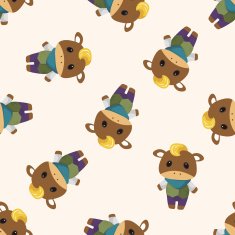 animal rattle winter cartoon seamless pattern