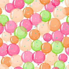 Seamless pattern of stylized colored transparent inflatable balls