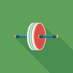 Colorful exercise wheel flat square icon with long shadows