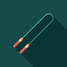 Colorful skipping rope flat square icon with long shadows