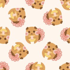 animal dog having afternoon tea seamless pattern N2