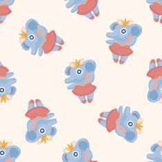 animal ephant dancing cartoon seamless pattern