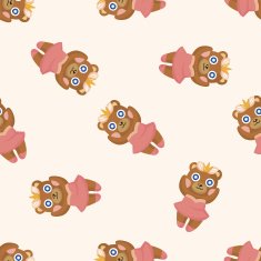 animal bear dancing cartoon seamless pattern