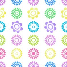 Watercolor textured flowers bright colored seamless background