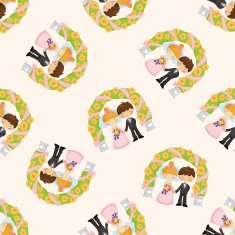 wedding couple seamless pattern N2