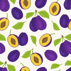 Seamless pattern with plums