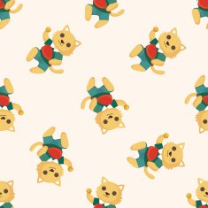 Animal cat doing sports cartoon seamless pattern