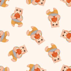 Animal pig doing sports cartoon seamless pattern